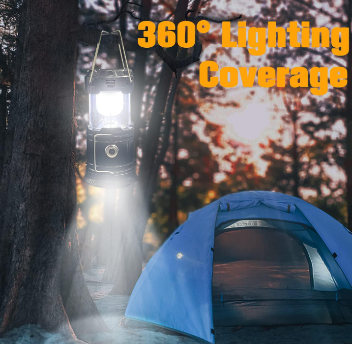 Collapsible Portable LED Camping Lantern Solar Rechargeable Waterproof Flashlight Emergency Light for Outdoor Camping Hiking and Power Outages 4 Pack - Image 2