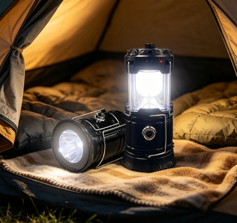 Collapsible Portable LED Camping Lantern Solar USB Rechargeable Flashlight Waterproof Emergency Light for Outdoor and Home Use 2 Pack