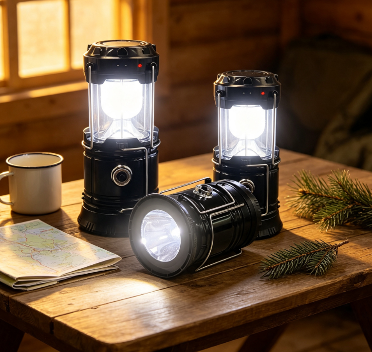 Collapsible Portable LED Camping Lantern Solar USB Rechargeable Flashlight Waterproof Emergency Light for Outdoor and Home Use 2 Pack - Image 2