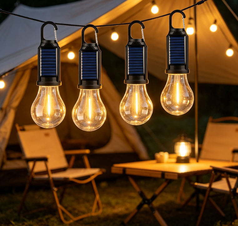 Solar LED Camping Lantern Portable USB Rechargeable Tent Light Hanging Outdoor Emergency Lamp for Home Camping and Power Outages 4 Pack