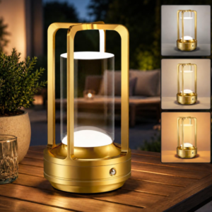 Portable Wireless LED Table Lamp Rechargeable Outdoor Lantern Dimmable Metal Light with Multiple Colors for Bedroom Restaurant and Camping