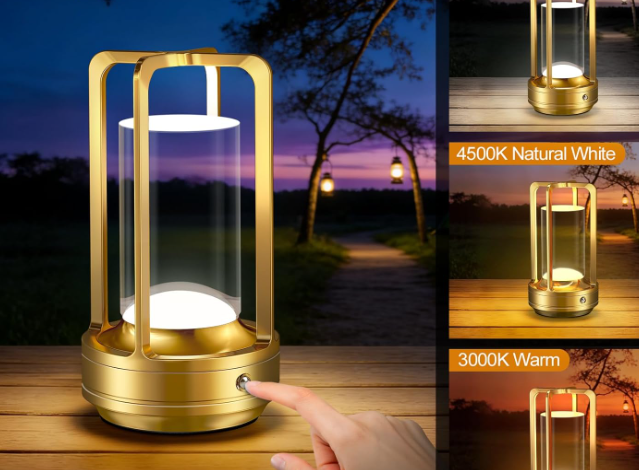 Portable Wireless LED Table Lamp Rechargeable Outdoor Lantern Dimmable Metal Light with Multiple Colors for Bedroom Restaurant and Camping - Image 2