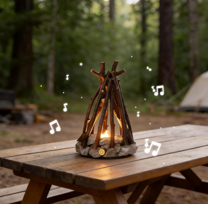 Mini Campfire LED Night Light Portable Rechargeable Decorative Lamp Fake Flame Light for Home Camping and Indoor Decoration