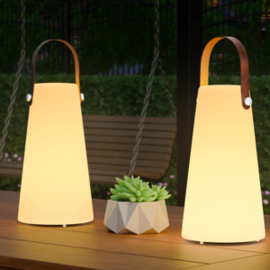 Rechargeable Outdoor Table Lamp Portable LED Lantern Waterproof Wireless Light with Colorful Lighting Modes for Patio Balcony and Camping 2 Pack