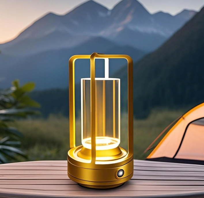 Portable Metal Table Lamp Rechargeable LED Outdoor Light Dimmable Cordless Lantern for Patio Camping Restaurant and Home Decoration