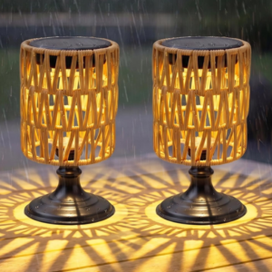 Solar Outdoor Lantern Waterproof Retro Metal Decorative Light for Garden Patio Yard Tabletop Indoor and Outdoor Decoration 2 Pack