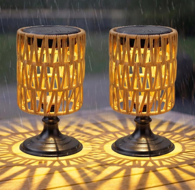 Solar Outdoor Lantern Waterproof Retro Metal Decorative Light for Garden Patio Yard Tabletop Indoor and Outdoor Decoration 2 Pack
