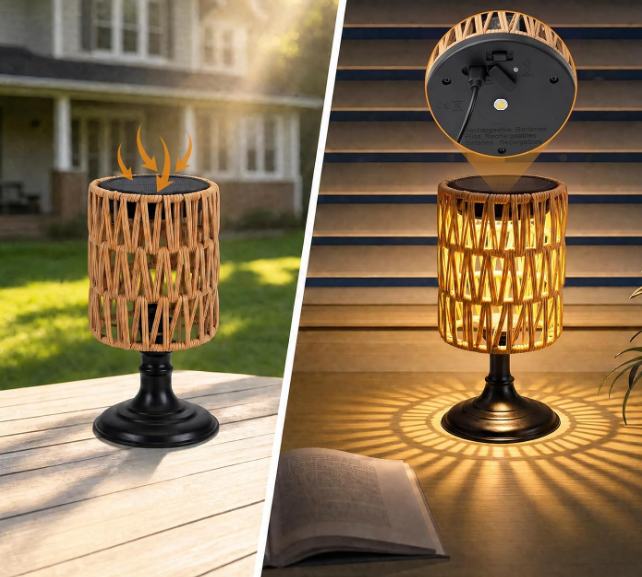 Solar Outdoor Lantern Waterproof Retro Metal Decorative Light for Garden Patio Yard Tabletop Indoor and Outdoor Decoration 2 Pack - Image 2
