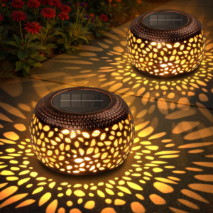 Rechargeable LED Outdoor Camping Table Lamp Dimmable Portable Lantern with Rustic Design Battery Powered Light for Camping Patio and Home Decoration 2 Pack