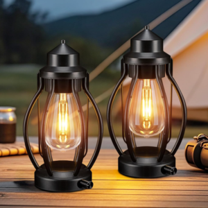 Portable Retro LED Table Lamp Rechargeable Cordless Night Light Decorative Lantern for Bedroom Restaurant Bar Coffee Shop and Camping