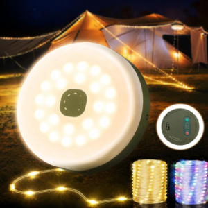 Retractable Rechargeable LED Fairy String Lights Portable Hanging Outdoor Lamp with Multiple Modes for Tent Patio Garden and Camping