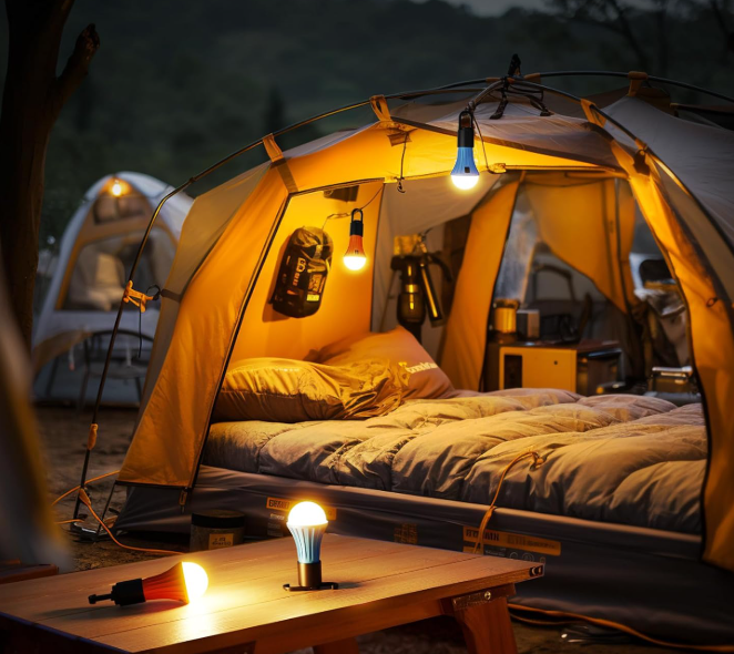 RGB Multi Mode Rechargeable Camping Lantern Portable LED Tent Hanging Light Outdoor Emergency Lamp with Clip Hook 2 Pack