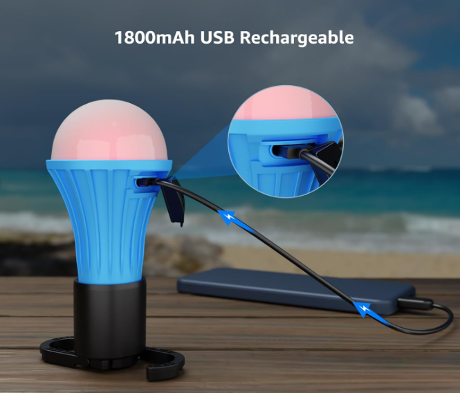RGB Multi Mode Rechargeable Camping Lantern Portable LED Tent Hanging Light Outdoor Emergency Lamp with Clip Hook 2 Pack - Image 2