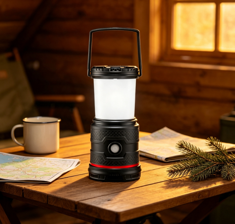 Rechargeable LED Emergency Camping Lantern with Warm White Red Light Modes Portable Outdoor Light with Handle for Camping and Home Backup - Image 2
